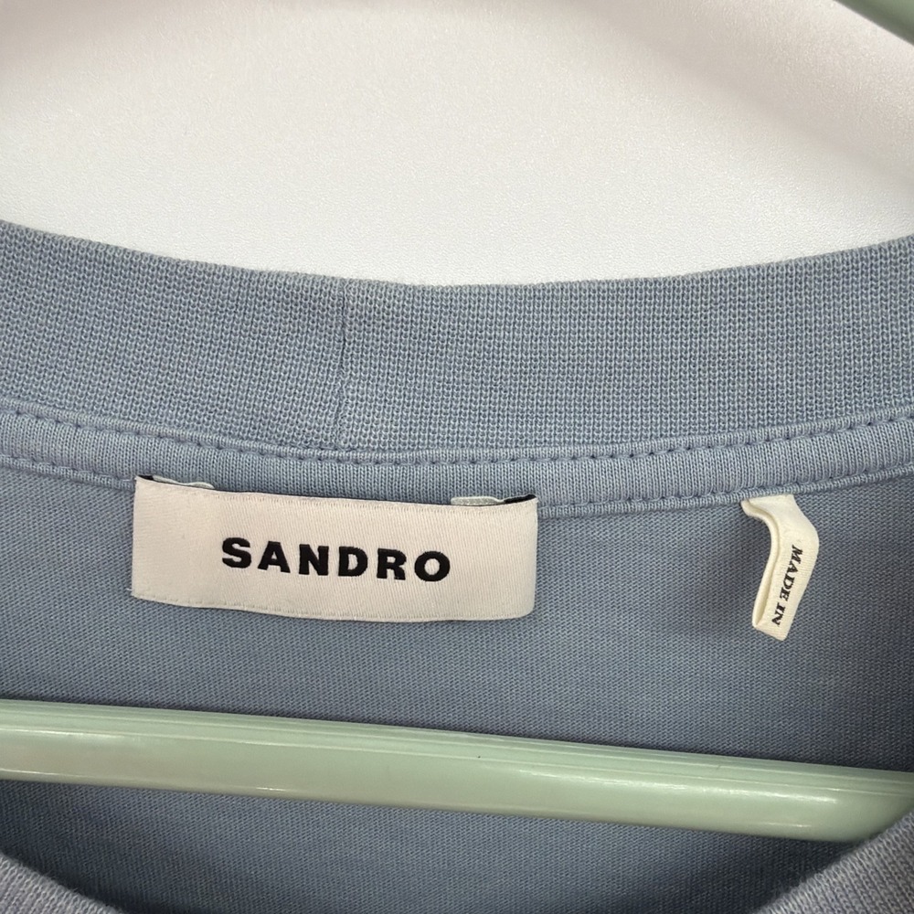 NWT New Men s Sandro Paris Flower Tee Shirt XXL $145 Original Blue Org Cotton - Picture 5 of 7